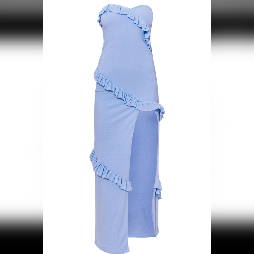 Pretty Little Thing Blue Ruffle Dress - Picture 2 of 6